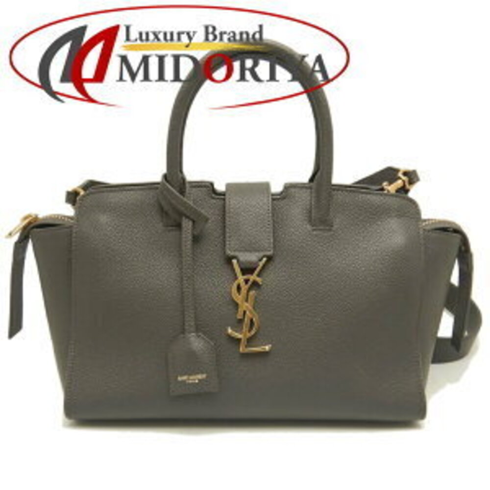 SAINT LAURENT Downtown Cabas handbag grained leather gray - Picture 1 of 9